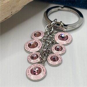 COACH PINK Crystal & Enamel Key Chain / Fob Purse Charm. Vintage EUC